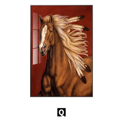 Wholesale porch decorative painting horse 3D Wall Art Crystal Porcelain Abstract framed home decoration Painting