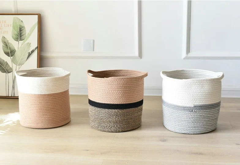 Cotton rope storage laundry basket home decor basket plants basket