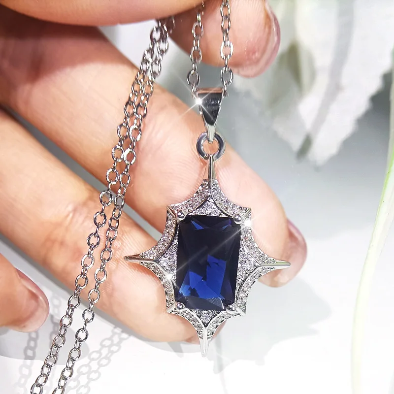 artificial jewellery set necklace gemstone sapphire jewelry set silver