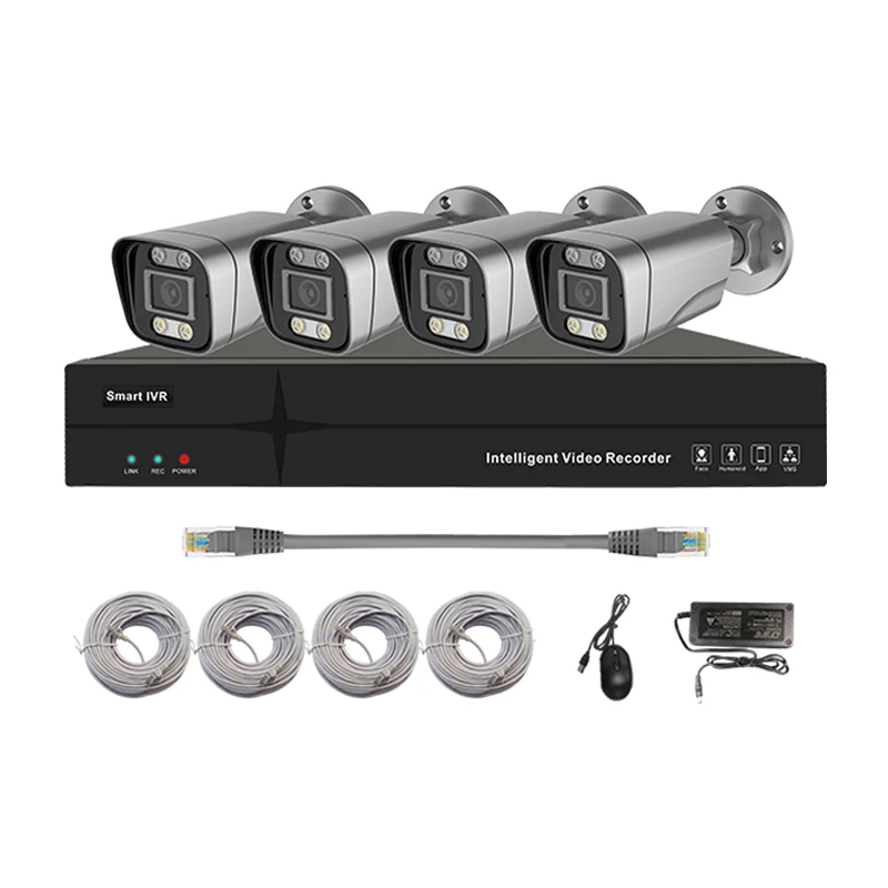 Full hd real time video 5mp 8mp 2k 4k home security cctv ip camera kit poe camera with nvr kit