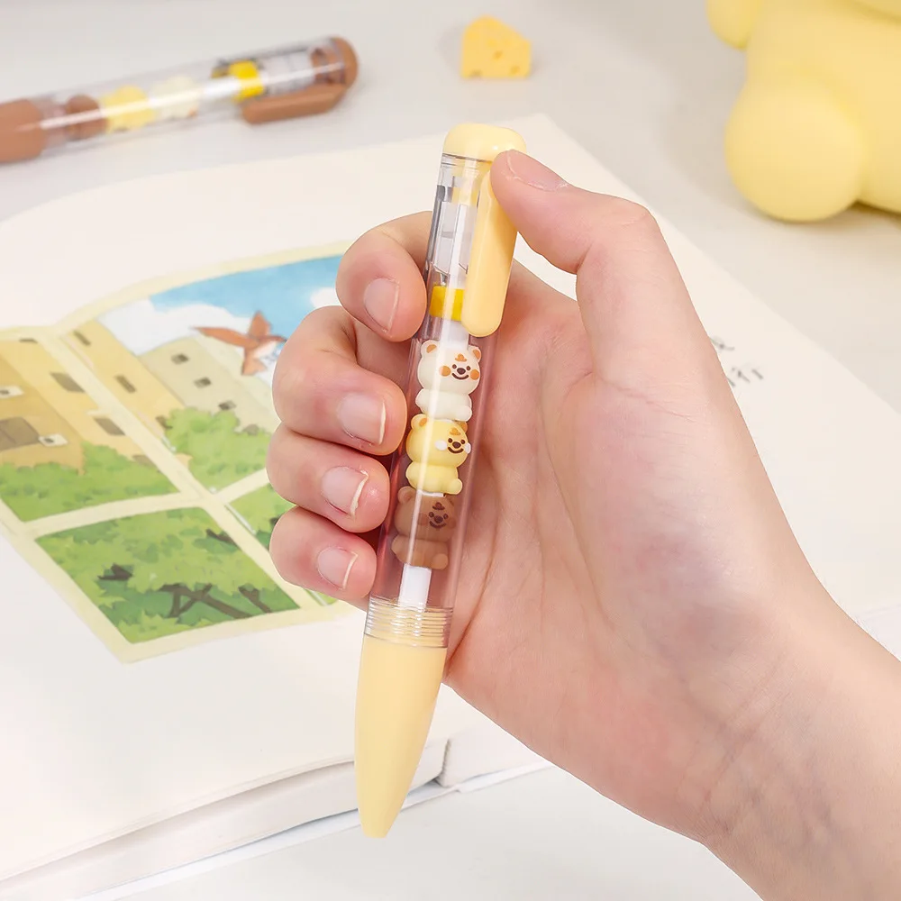 DIY children gel pen rubber Cartoon cute bear dinosaur astronaut Charm string bead kawaii pen for kids gift items