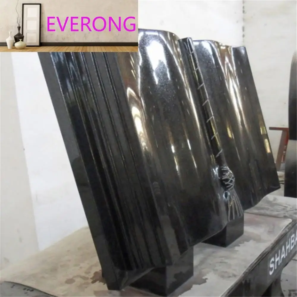 Affordable Black Granite Open Book Shape Tombstones and Monument for Graves Wholesale