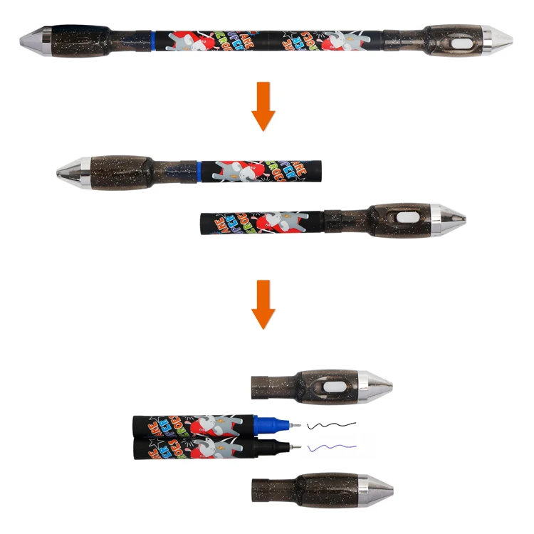 Spinning Magnetic Pen Cartoon Rolling Finger Pen LED Rotating Double-headed writable Gel Pen for Students Entertainment
