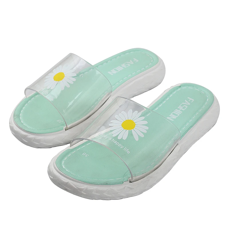 New Design Clear Daisy Lace Slippers Outdoor Indoor Slippers for Ladies