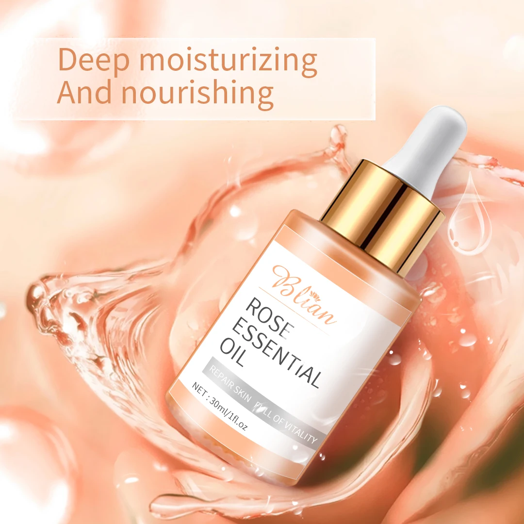 Private Label Rose Essential Oil For Face Care Hyaluronic Acid Alcohol Free Facial Serum Smoothing Remove Acne All Skin Types