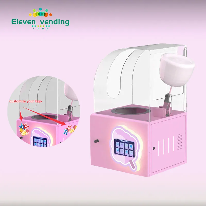 ELeven Vendo Colorful Cotton Candy Machine Highly Interactive Low Cost Automatic Flower Cotton Candy Vending Machine For Party