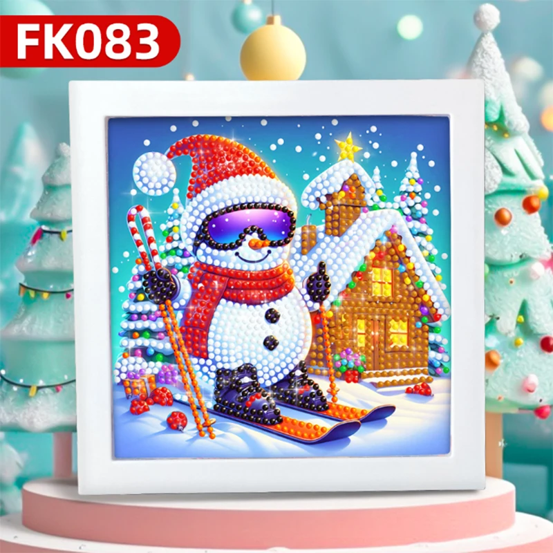Small size Christmas snowman kids framed diamond art table ornament mosaic art crystal beads embroidery painting