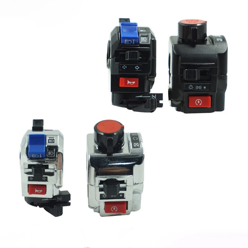 Motorcycle Switches 22mm Handlebar Mount Switch Headlight Hazard Fog Light ON-OFF Aluminum Alloy With Indicator Light