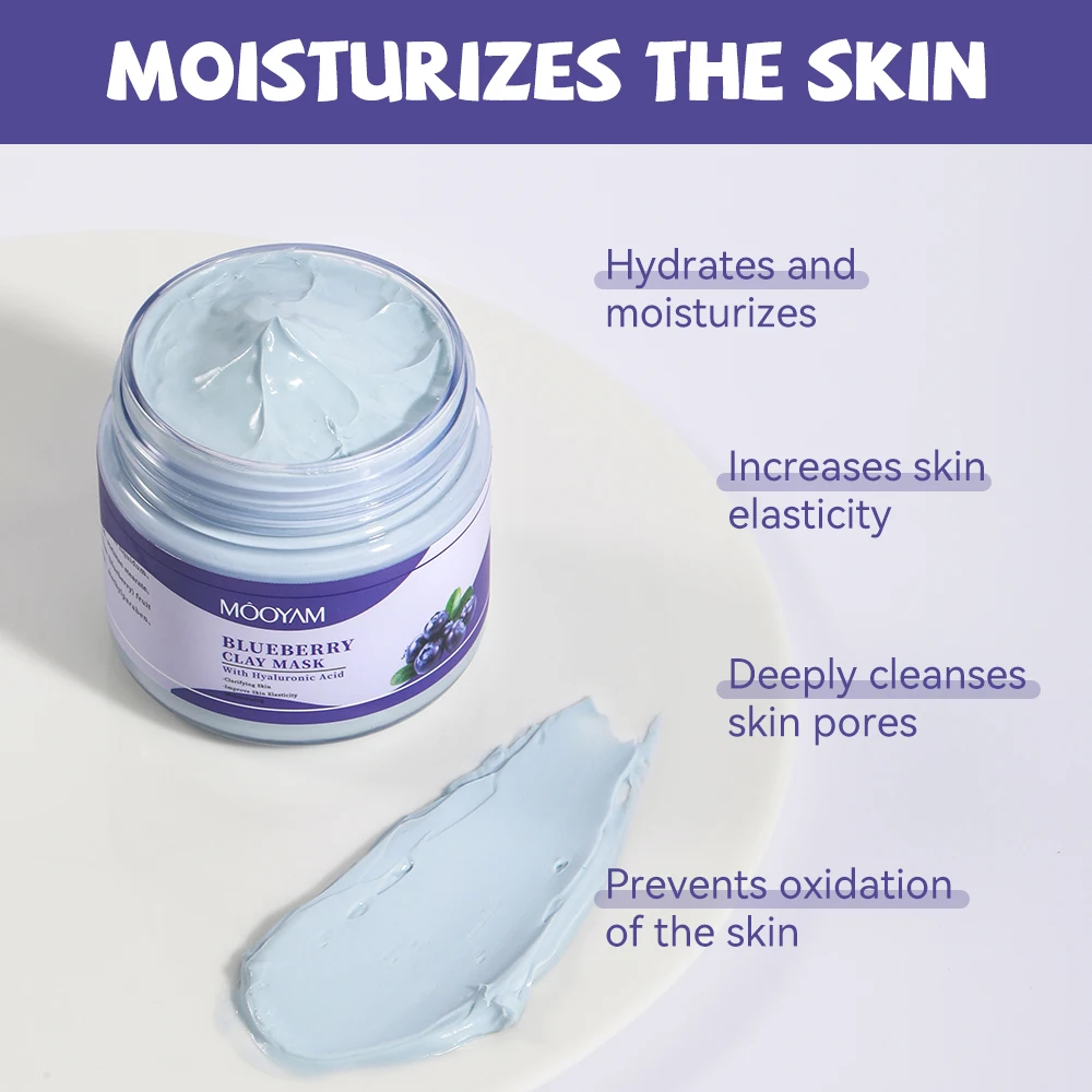 Private Label Australian Custom Moisturizing Brighten Hydrating Facial Face Mud Mask Blueberry Blue Clay Mask