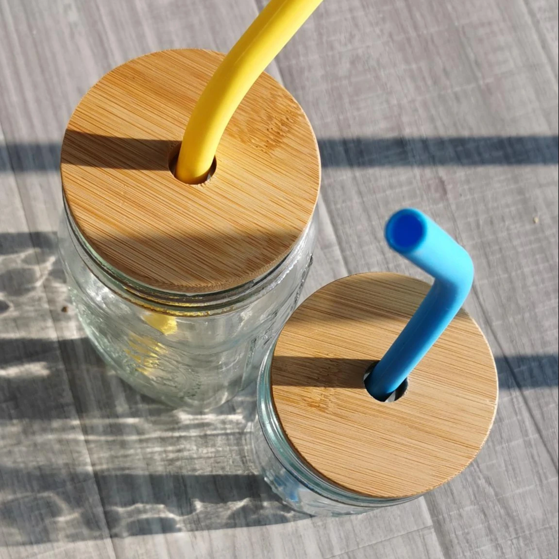 Mason Jar Lids Bamboo Holes Wooden Durable Canninng Leakproof Cover With Straw Bottle Caps Home Kitchen Lids