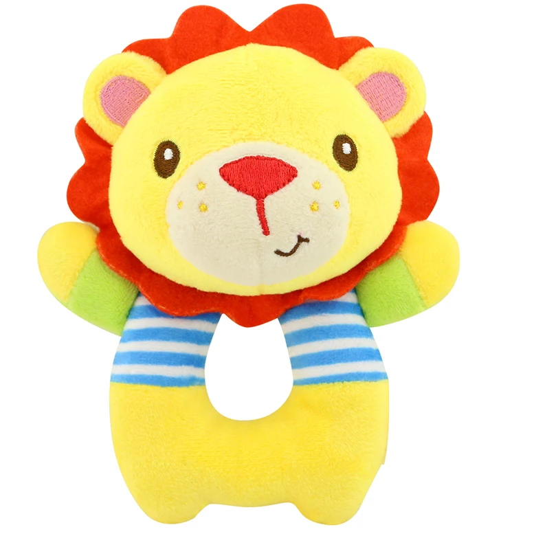 High quality stuffed animal hand ring rattle baby rattle toy with bell ring infant plush  toys for baby