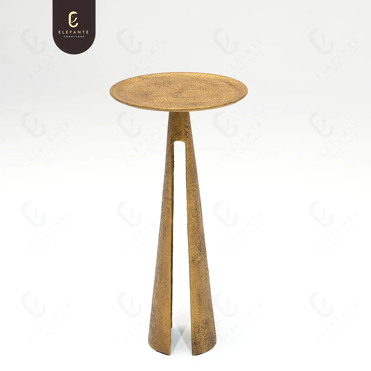 Tall and Slim Pure Copper Antique Coffee Side Table Wabi Sabi Side Small Coffee Table End Table Gold