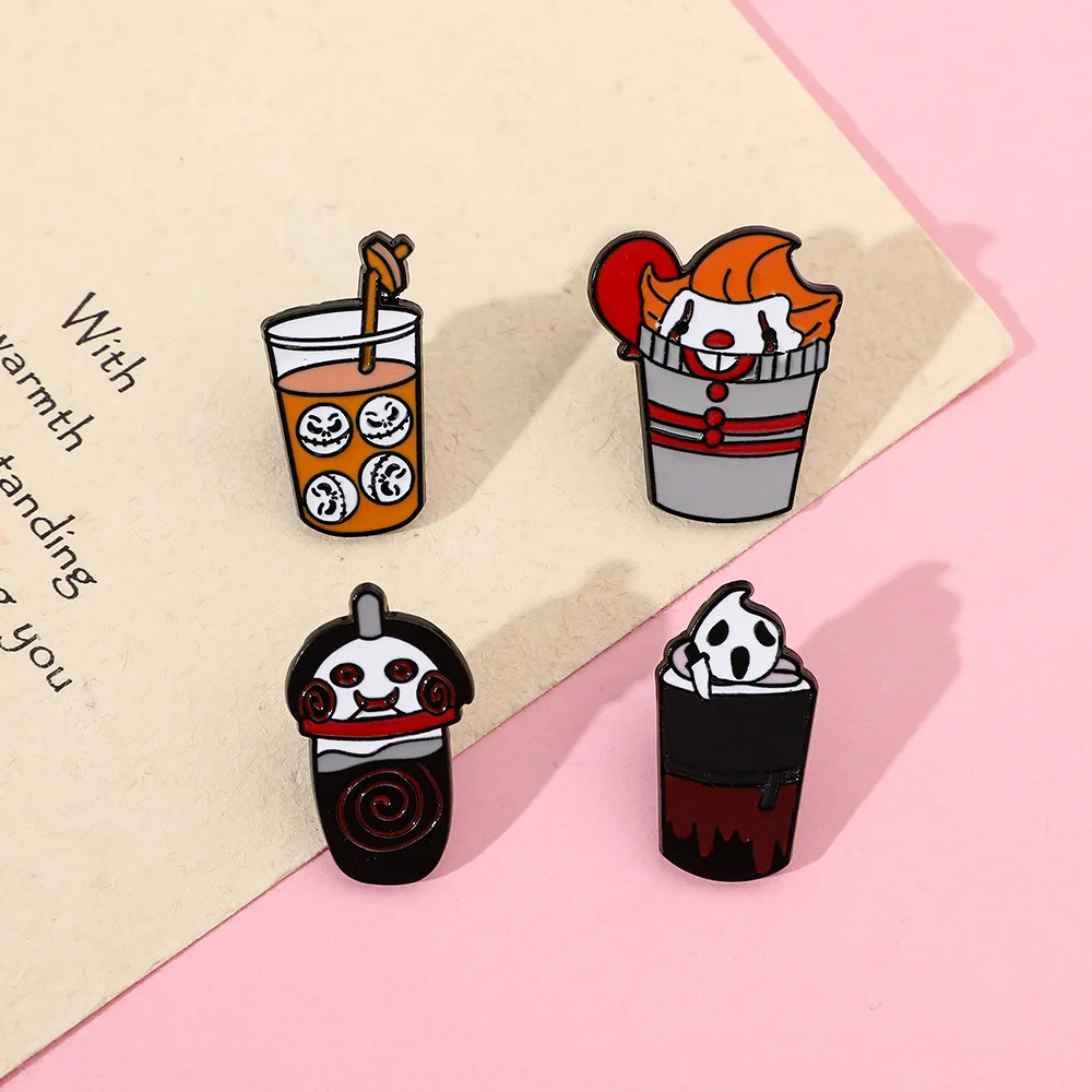 New Halloween pins Scream chain saw clown horror film creative metal badge pins