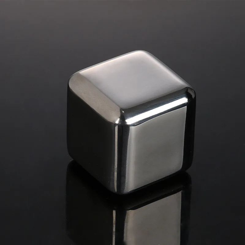 Ice Cube Laser Engraving Silver 4/6/8 Pcs Stainless Steel Whisky Ice Cube Set Mold Price Ice Cube bar