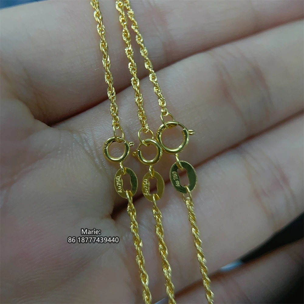 Bulk sale Twisted Link Rope Chain Solid Gold Jewelry Gold 18k Real Au750 18k Real Gold Chain Jewelry 18k rope chain