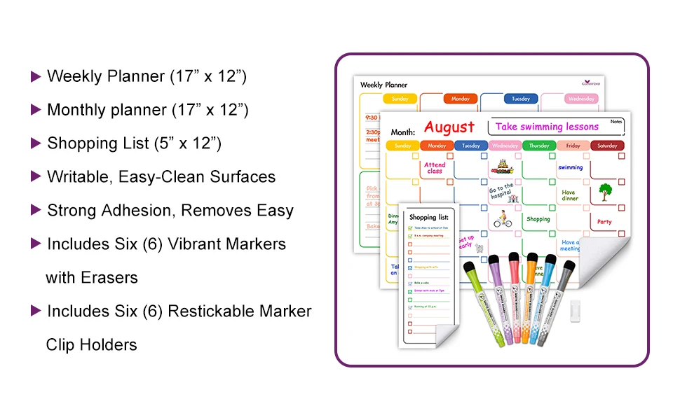 2024 New Model Custom Print Removable  Weekly Planner Board set with markers