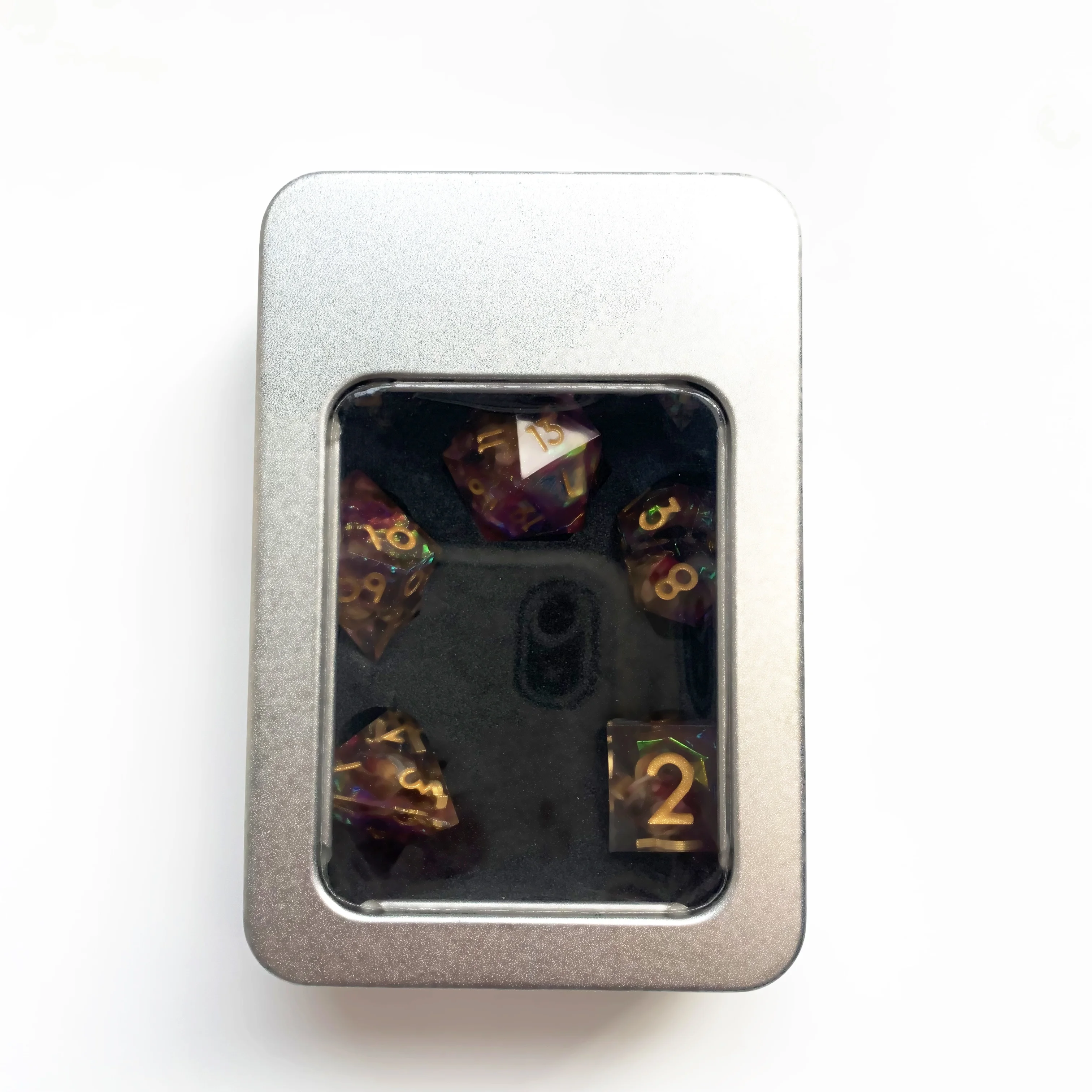 Dungeons & dragons dnd d 7 шт. в наборе упакованы железную коробку ролевые игры острые Угловые полимерные кости с конфетной бумагой
