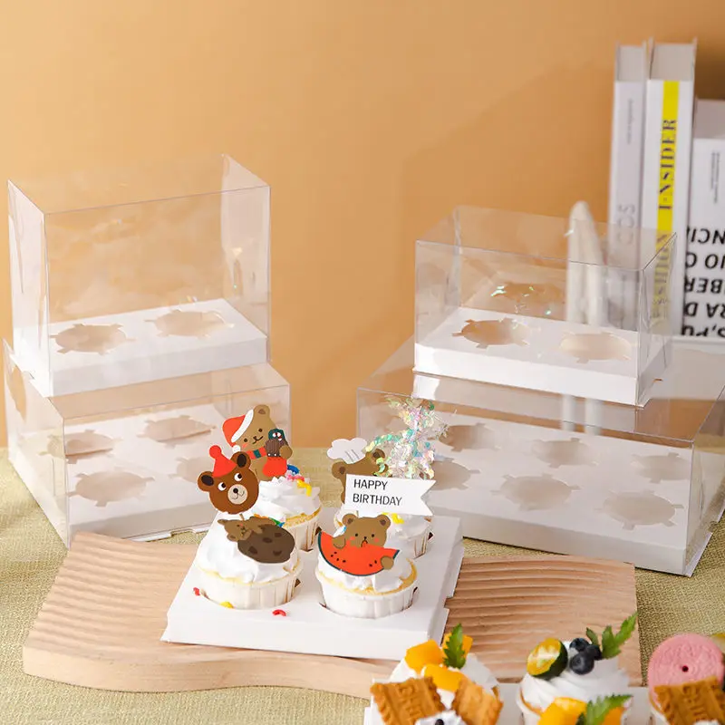Индивидуальная художественная бумага одна штука коробка для кексов 6 12 24 Отверстия Бумажная чашка маффинов торта