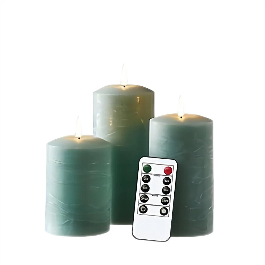 Lytes Artificial Event Decor Realistic Flameless Flickering 3D Flame Wick Real Wax Pillar LED Candle With Remote Control