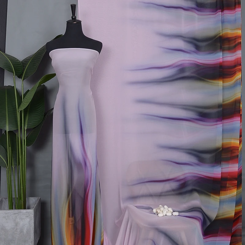 top quality gradient indonesia Digital Printing Screen floral clothing Dress Print Designer Chiffon Silk georgette Satin Fabric