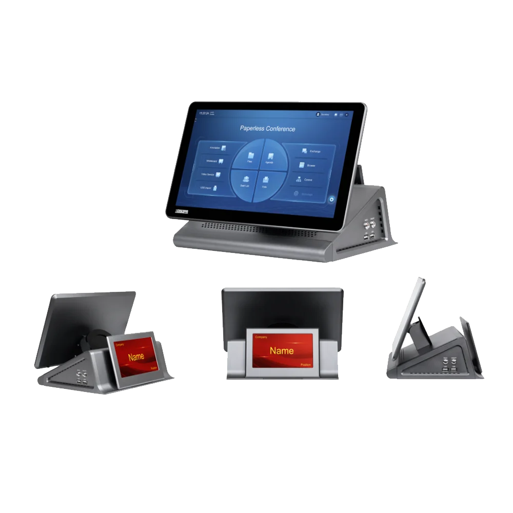 13.3 inch Electric Flip Up Display Screen Double-Sided Desktop Lcd Tv Monitor for Paperless Conference Room Solution