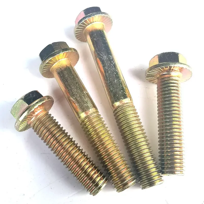 Full Thread Metric DIN6921 Hex Flange Bolt Fasteners Grade 10.9 Color Galvanized Steel with Zinc and Plain Finish