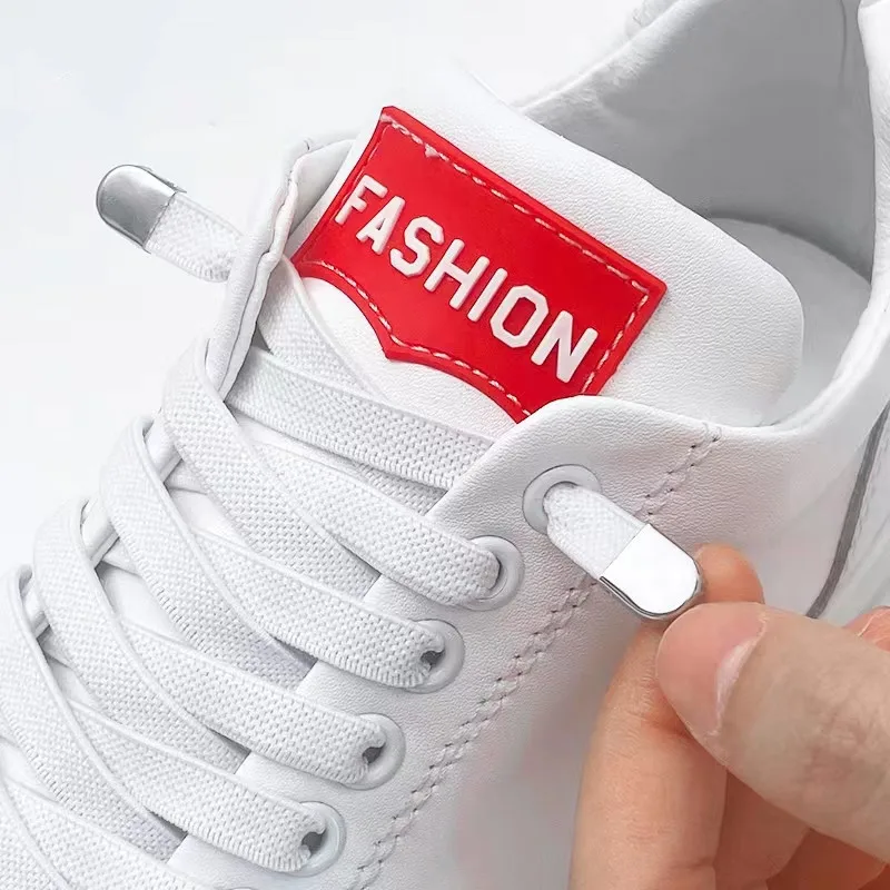 23 color stock Wholesale children adult 6mm flat metal clip no Tie Elastic Lazy Laces Sneakers elastic Laces