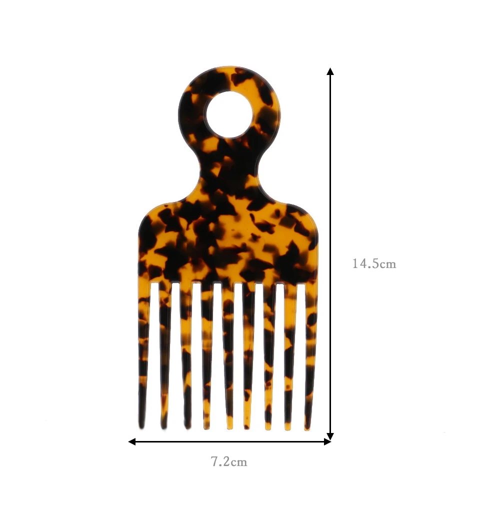 4mm thickness korea japan design afro handle Engraved custom logo  tortoiseshell afro hair salon curl hair combs  for women