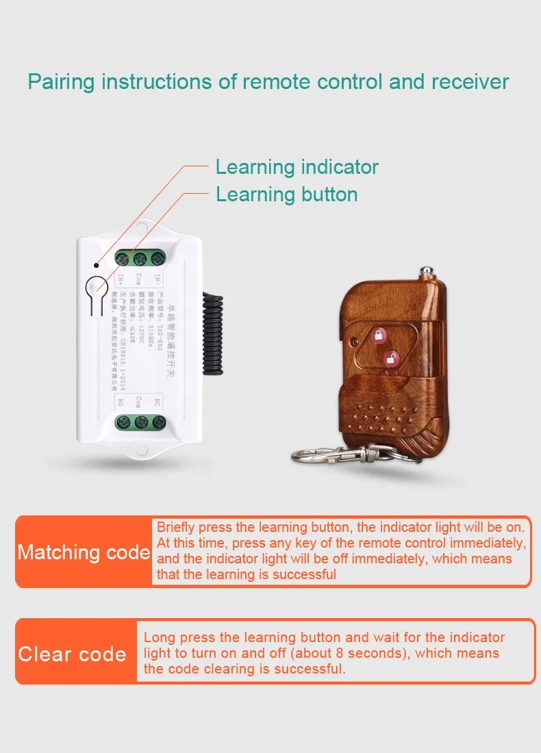 DC12V  1RF Wireless Receiver+ 1 Remote Controllers 315MHz  rf transmitter module home automation controller