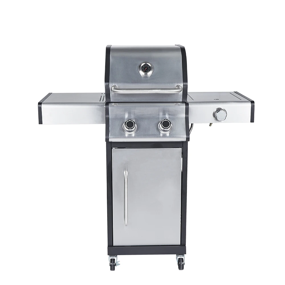Outdoor Gas Grill Restaurant Table Top Stainless Steel 2+1 Burner Smokeless Movable BBQ Grill