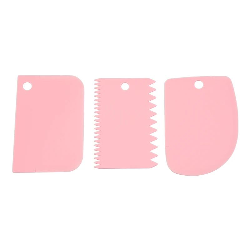 3-piece baking pastry tools plastic dough scraper cake comb cream scraper