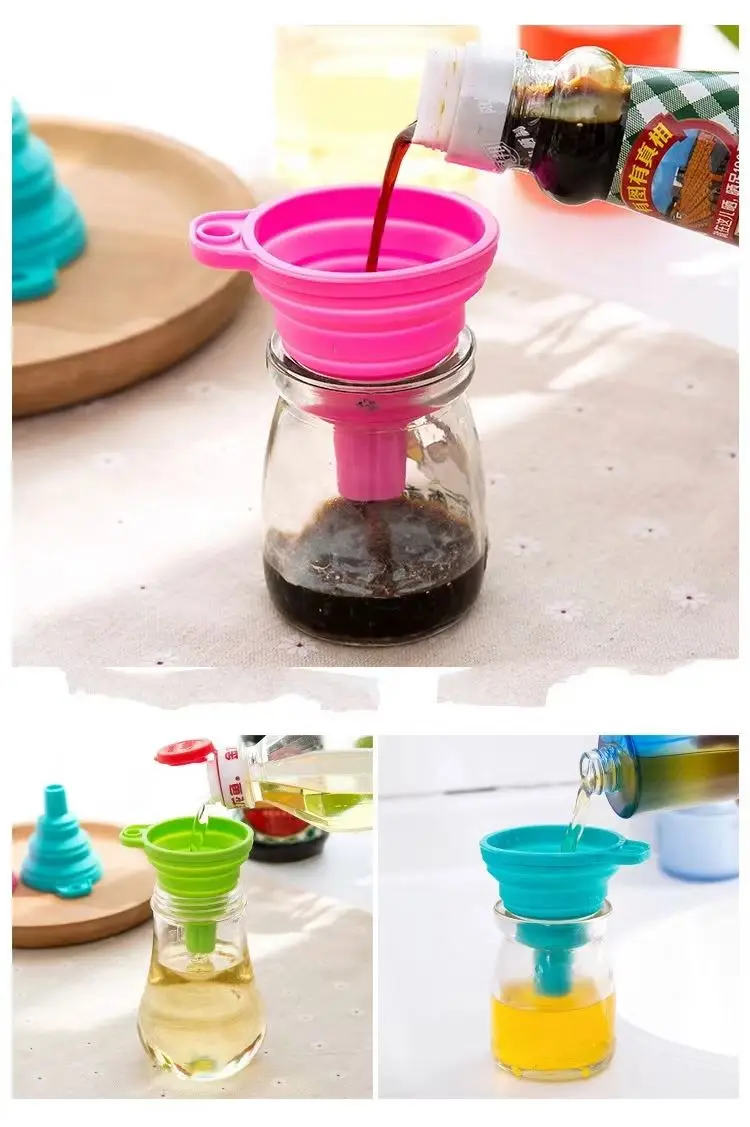 New 2024 Foldable Funnel Silicone Household Liquid Dispensing Kitchen Tools Universal Auto Engine Oil Petrol Change Funnel