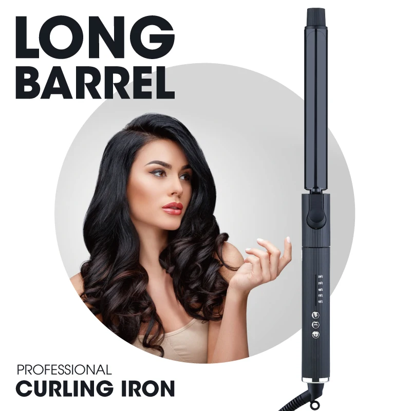 New upgrade long tong hair curling iron professional rotating hair curler led display 450F Waver Iron Crimper