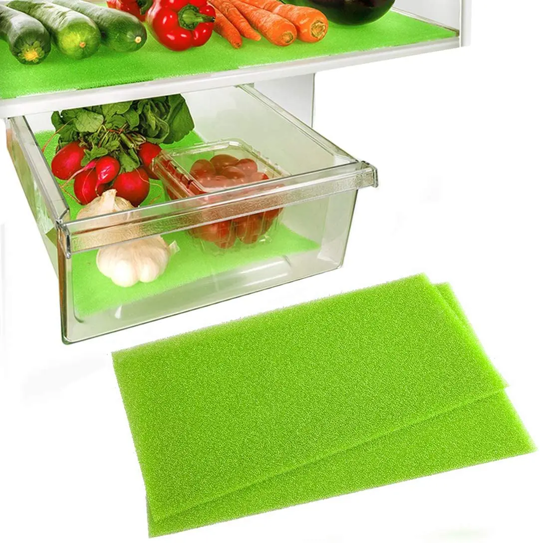 4Pcs Vegetable Fruit Food Fresh Keeping Mats Refrigerator Drawer Sponge Pads Fridge Fresh Mat