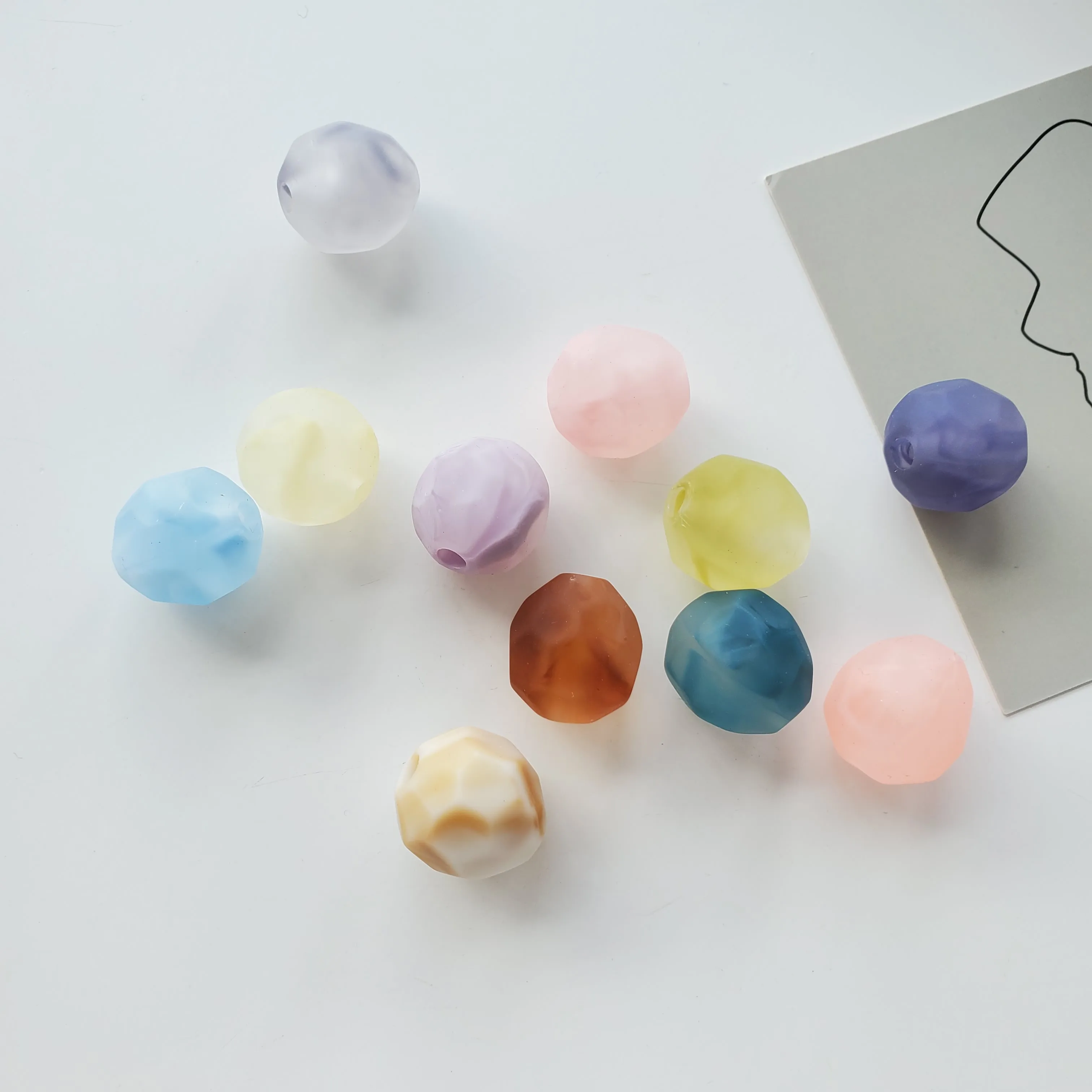 Cloudy Matte Faceted Oval Beads Acrylic 20mm Straight Hole 100Pcs Bubble gum Beads For Necklace Bracelet Kids DIY Jewelry