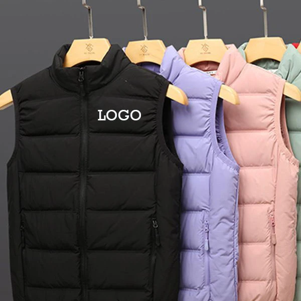A514 Custom LOGO Winter Windbreaker Sleeveless Goose Feather Down Coats Plus Size High Quality Puffer Vest for Women Men