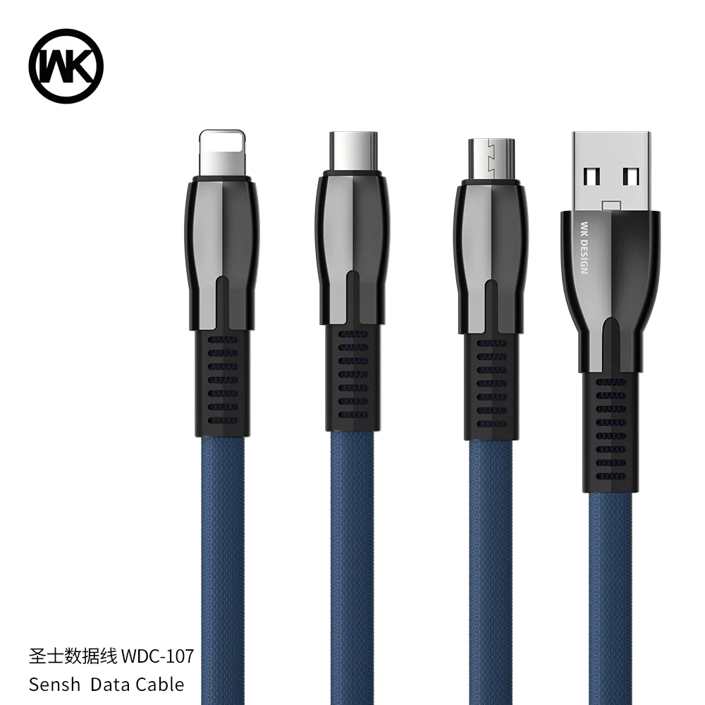WK USB нейлоновый Плетеный 2.4A 5A кабель для быстрой зарядки мобильного телефона для iPhone Huawei Samsung