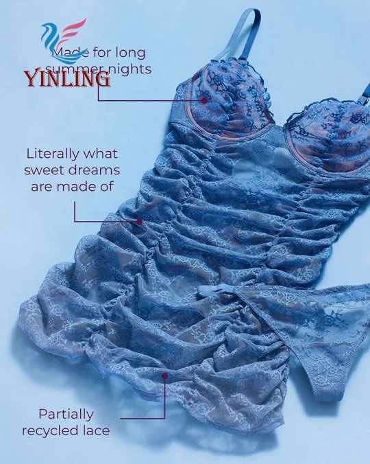 2022 New Design Blue One Piece Slip Dress Lace Hammock Women Sexy Lingeries