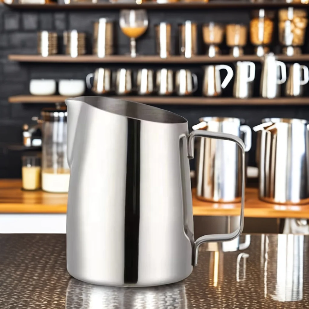 420ml Stainless Steel Metal Measuring Coffee Steaming Pitcher Cup Espresso Barista Tools Milk Frothing Jug Milk Pitcher