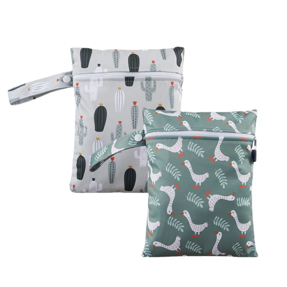 Travel beach swimsuit organizer bag Cloth diaper dry wet bag 2pcs small size zippered pockets waterproof washable wet bags