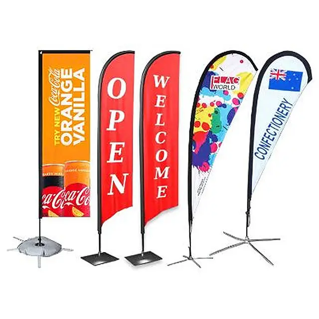 Custom Flying Banners Bali Bow Sail Swooper double side Teardrop Feather Advertising flag