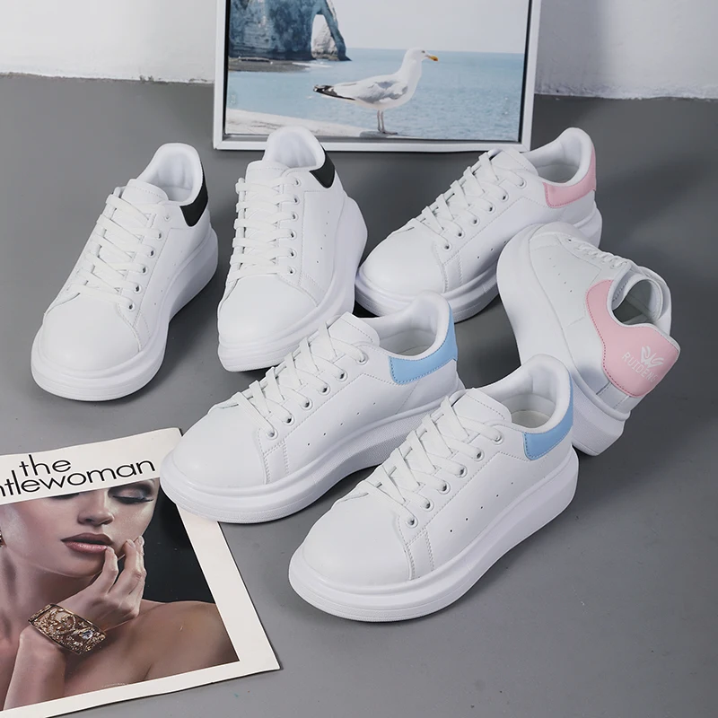Free Shipping Zapatillas Deportivas Women Microfiber Upper EVA Sole White Sneakers Women Ladies Sneakers Shoes Casual Woman Shoe
