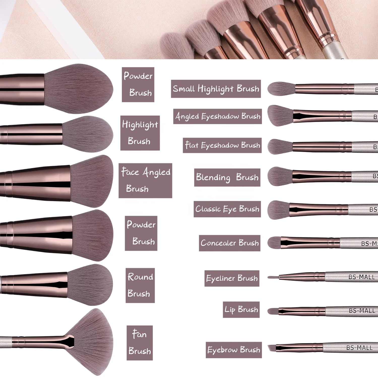 Luxury 15PCS Vegan Makeup Brushes OEM ODM Wholesale Synthetic Private Label Face Cosmetic Makeup Brush Set