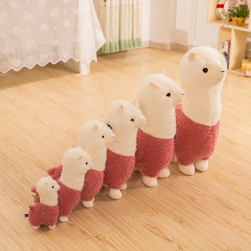 Realistic Plushies Farm Animal Soft Toys Lifelike White Red Pink Purple Brown Plush Alpaca Stuffed Animals