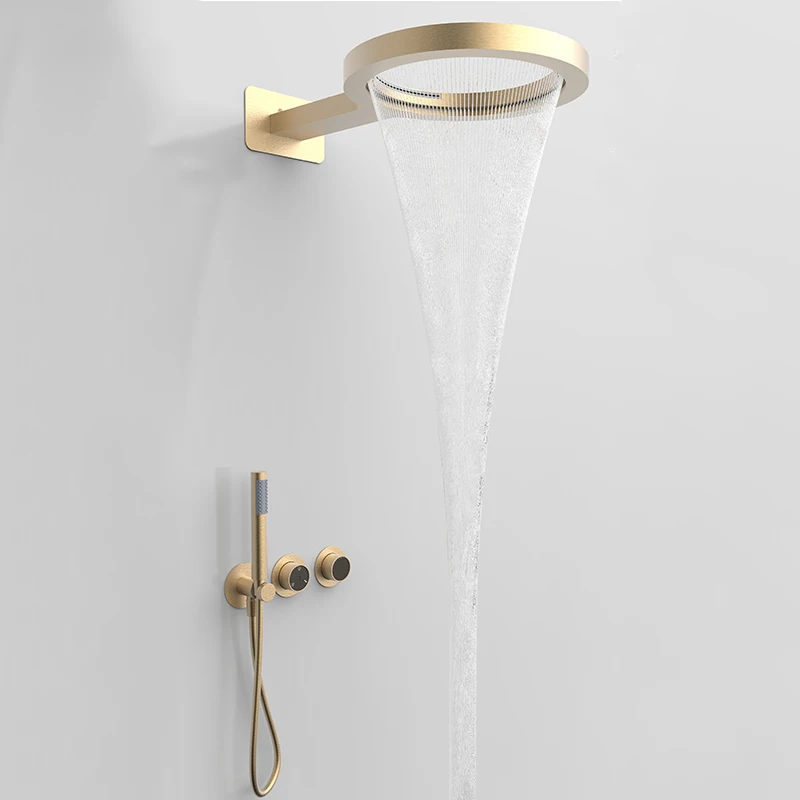 popular bath shower set brass gold black shower mixer waterfall bathroom head shower faucet set