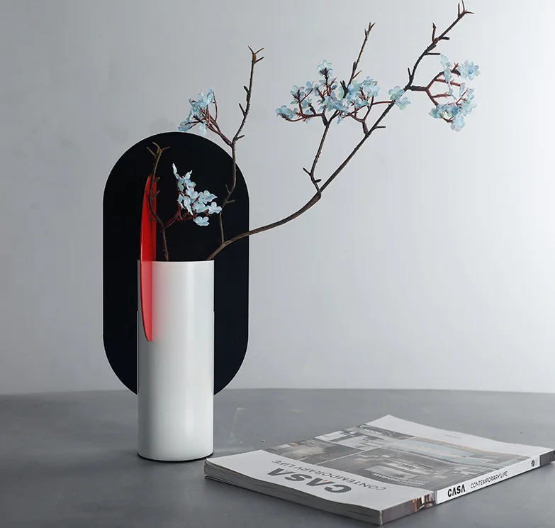 Ins nordic vases Metal Frame geometrical shape Iron Flower bud cylinder Vase Decorative wedding wire flower vase For Home Decor