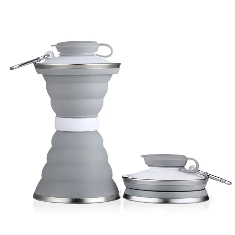 500ml BPA Free Outdoors Folding Reusable Collapsible Sports Foldable Silicone Water Bottle