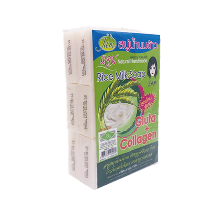 Custom Logo Collagen Moisturizing Body Soap Thailand Rice Milk Jam Soap 60g Handmade Beauty Rice Milk Soap for Pimple