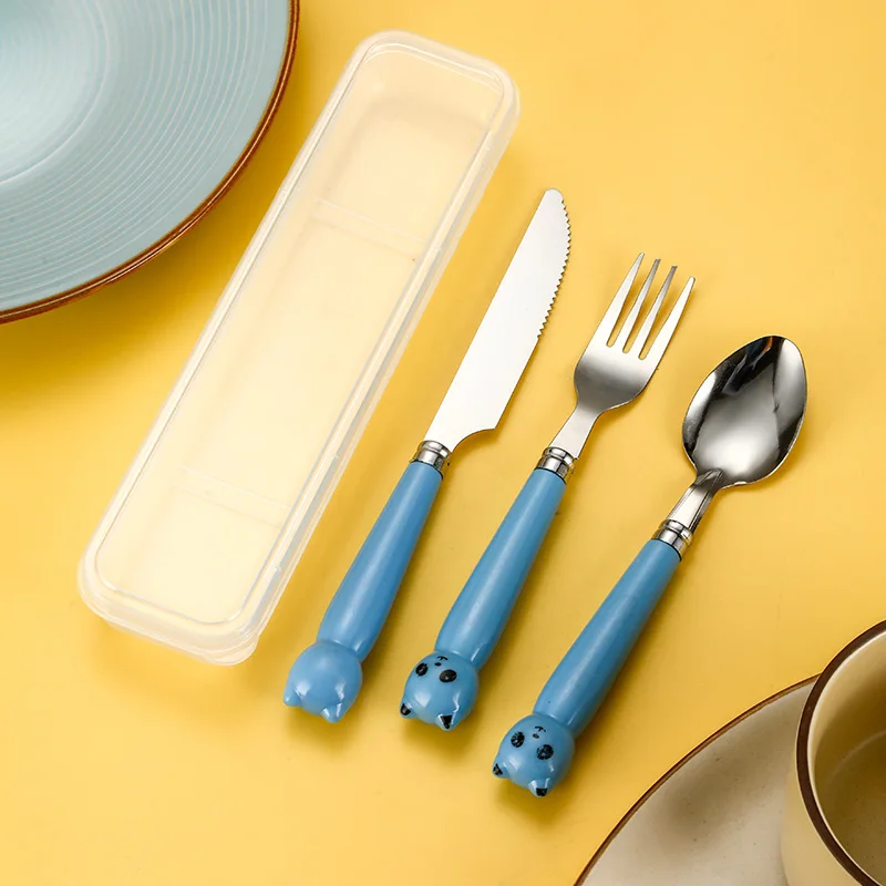 Набор столовых приборов из нержавеющей стали с керамической ручкой