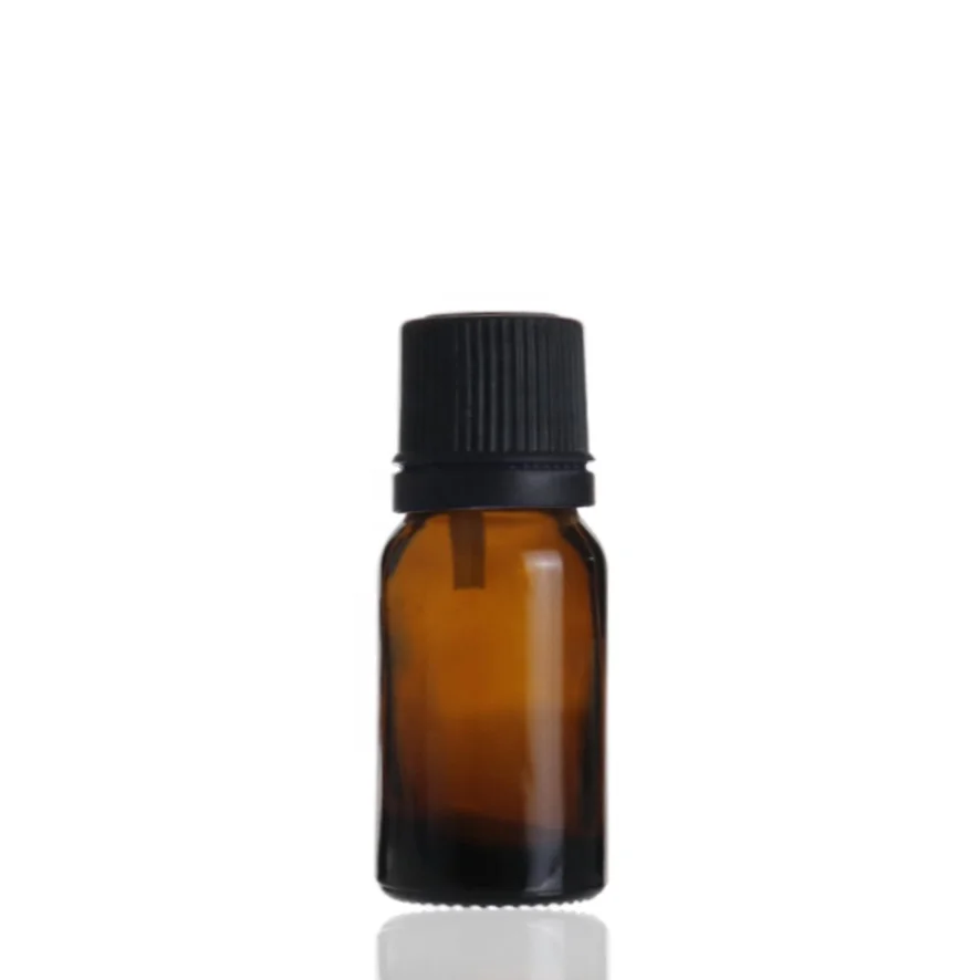 Wholesale amber round perfume essential oil 10ml glass bottle with plastic screw cap